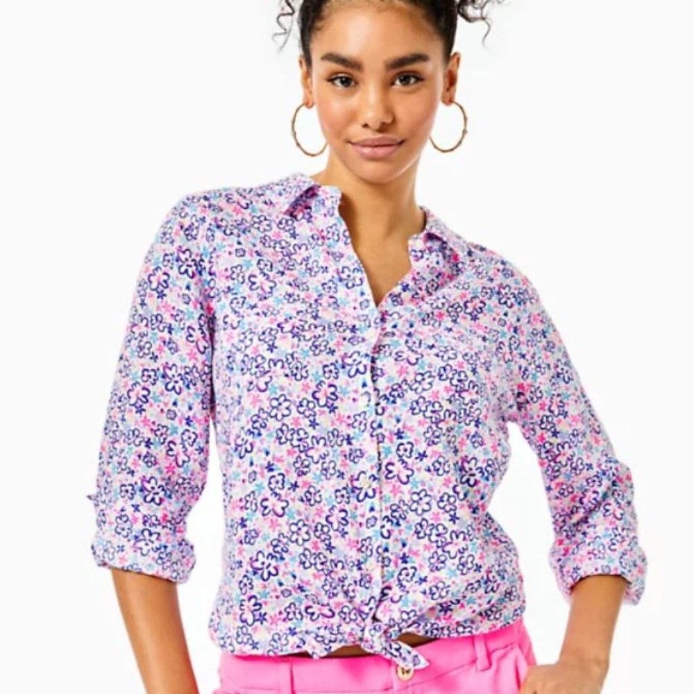 Lilly Pulitzer Sea View Button Down Fun Sun Repeat